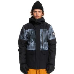 Snowboard Jacket Quiksilver MISSION PRINTED BLOCK TRUE BLACK QUIET STORM